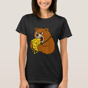 Lustige Bär isst Käse Illustration für Lebensmitte T-Shirt