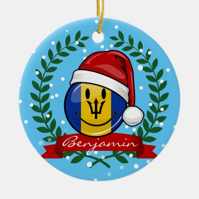 Lustige Barbados-Flaggen-Weihnachtsart Keramik Ornament (Vorne)