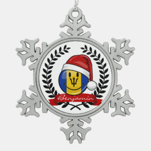 Lustige Barbados-Flaggen-Weihnachtsart Schneeflocken Zinn-Ornament