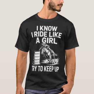 Lustige Barrel-Racing-Kunst für Frauen Mädchen Cow T-Shirt