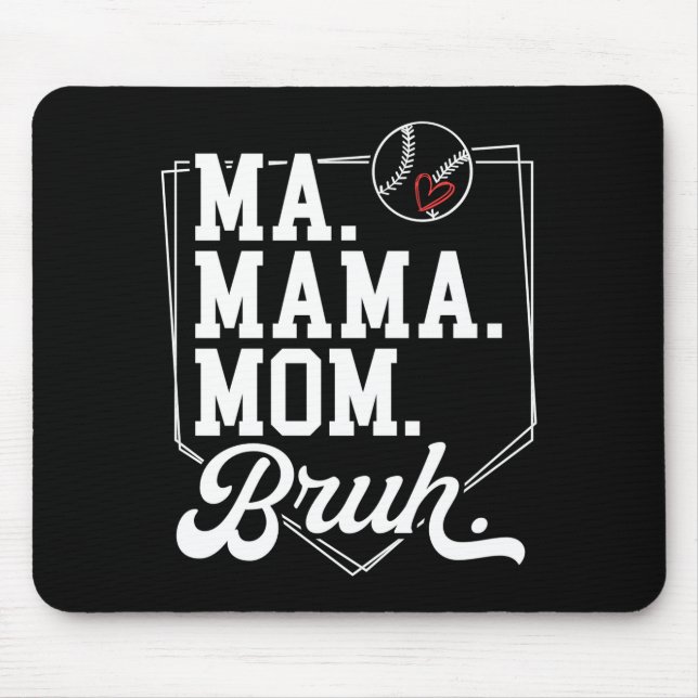 Lustige Baseball-Mutter Bruh mit Teamname und Numm Mousepad (Vorne)
