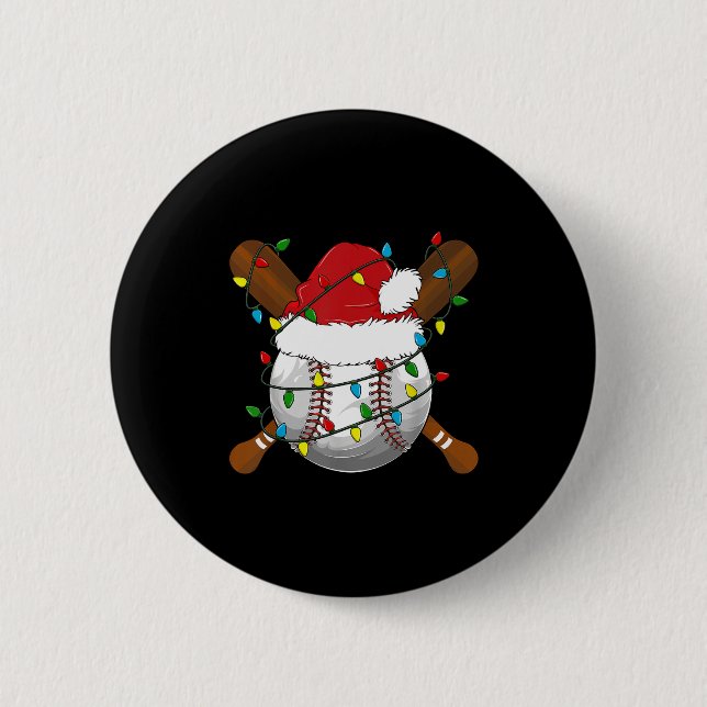 Lustige Baseball-Weihnachts-Pyjamas für die ganze  Button (Vorderseite)