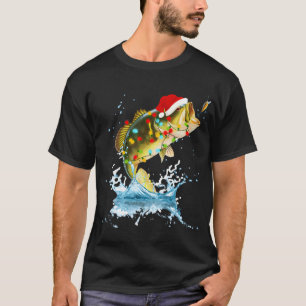 "Lustige Bass-Angeln-Santa-Hut-Weihnachten-Pyjama- T-Shirt