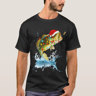 "Lustige Bass-Angeln-Santa-Hut-Weihnachten-Pyjama- T-Shirt