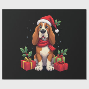 Lustige Basset Hound-Hunde-Weihnachts-Outfits Sant Geschenkpapier