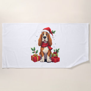 Lustige Basset Hound-Hunde-Weihnachts-Outfits Sant Strandtuch