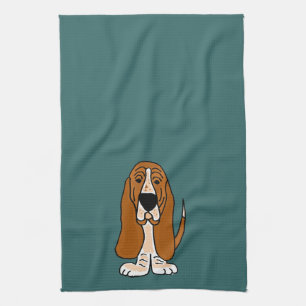 Lustige Basset Hound Vorlagen-Kunst TU Küchentuch