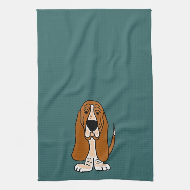 Lustige Basset Hound Vorlagen-Kunst TU Küchentuch (Vertikal)