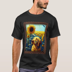 Lustige Basset Retriever-Malerei Sonnenblumen-Blum T-Shirt