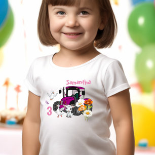 Lustige Bauernhof-Geburtstagsfeier mit rosa Trakto Kleinkind T-shirt