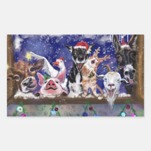 Lustige Bauernhof-Tier-Weihnachtsgeschenk-Aufklebe Rechteckiger Aufkleber