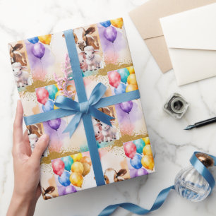 Lustige Bauernhoftiere Geburtstagsparty-Einladung Geschenkpapier