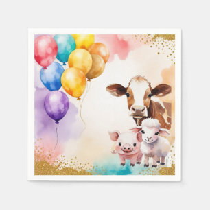 Lustige Bauernhoftiere Geburtstagsparty-Einladung Serviette