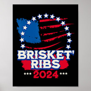 Lustige Bbq Brisket Rippen Patriotisch Politisch W Poster