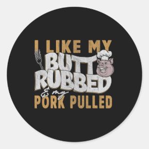 Lustige BBQ-Grill-Zitat-Schwein-Pulled-Pork-Männer Runder Aufkleber