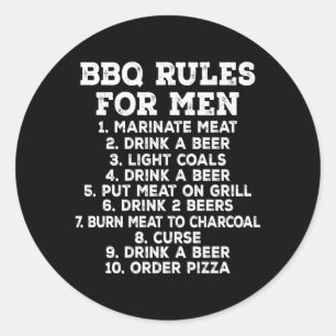 Lustige BBQ-Regeln für Männer Grillen Bier Runder Aufkleber