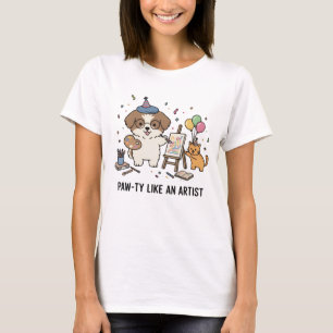 Lustige Beagle-Hund-Malerei-Kätzchen-Art-Party-Gra T-Shirt