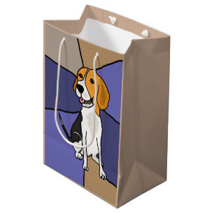 Lustige Beagle-Hundegeschenk-Tasche Mittlere Geschenktüte