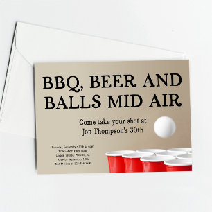 Lustige Beer Pong BBQ Geburtstags Junggesellenpart Einladung