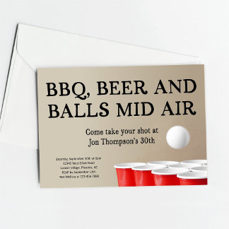 Lustige Beer Pong BBQ Geburtstags Junggesellenpart Einladung