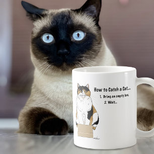 Lustige Beige Dreifarbenkatze Karton Humor Gefange Kaffeetasse