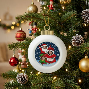 Lustige benutzerdefinierte Gesichter Familie von 3 Keramik Kugel-Ornament