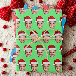 Lustige benutzerdefinierte Gesichtsurlaub Geschenk Geschenkpapier Set