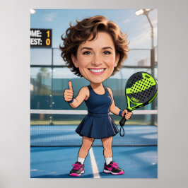 Lustige benutzerdefinierte Kopf Blau-Court-Karrika Poster
