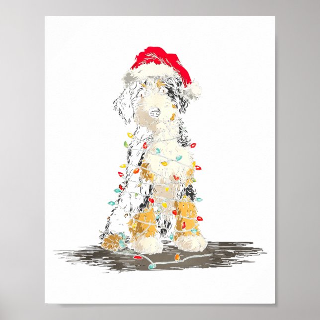 Lustige Bernedoodle Weihnachtsgrafiken Hundelichte Poster (Vorne)