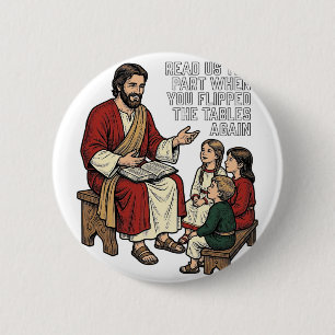 Lustige Bibelgeschichte Vintage Religiöser Lehrer- Button
