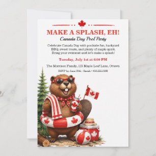 Lustige Biber Canada Day Poolparty-Einladung Einladung