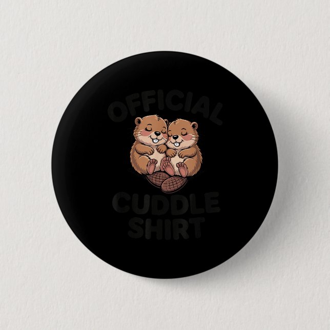Lustige Biber Umarmen Kuscheln  Button (Vorderseite)