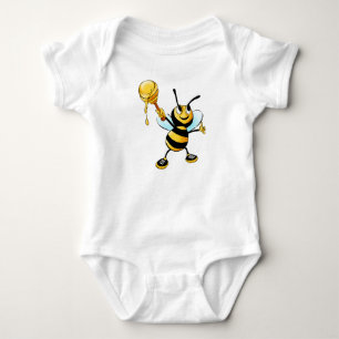 Lustige Biene mit Honiglöffel trägt Sneaker  Baby Strampler