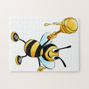 Lustige Biene mit Honiglöffel trägt Sneaker  Puzzle