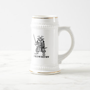 Lustige Bier-Tasse des Samurais Bierglas