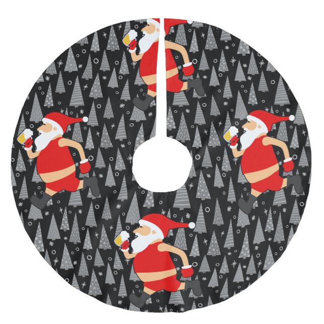 lustige Biersanta-Klasse Polyester Weihnachtsbaumdecke (Vorderseite)