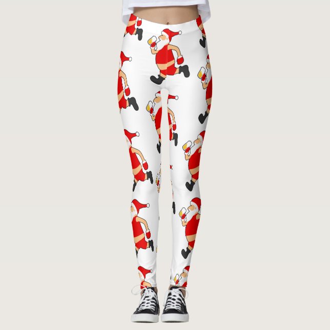 lustige Biersanta-Weihnachten Leggings (Vorderseite)