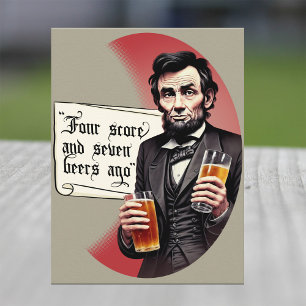 Lustige Biertrinkende Abraham Lincoln Grillparty Einladungspostkarte