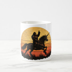 Lustige Bigfoot Sasquatch & Einhorn Retro-Legenden Kaffeetasse