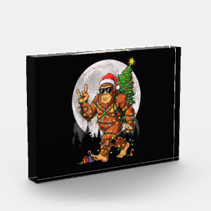 Lustige Bigfoot-Weihnachtslichter und Mond Fotoblock