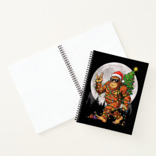 Lustige Bigfoot-Weihnachtslichter und Mond Notizbuch