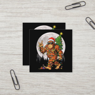 Lustige Bigfoot-Weihnachtslichter und Mond Quadratische Visitenkarte