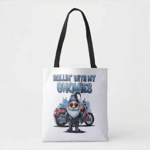 Lustige Biker-Gnom-Tragetasche