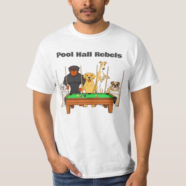 Lustige Billard-Hunde-Team-Poolhall-Rebellen T-Shirt (Vorderseite)