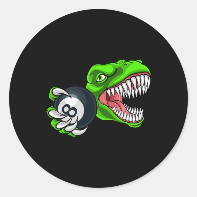 Lustige Billard T-Rex Kunst Billard Pool P Runder Aufkleber (Vorderseite)