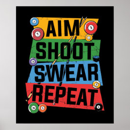 lustige Billiards liebt Wortkunst Poster