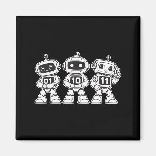 Lustige Binärroboter 01 10 11 süßer Codierroboter Magnet