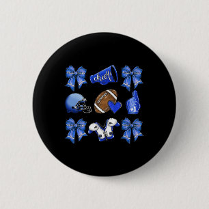 Lustige blaue Cheer Coquette Fußball-Mama Frauen M Button
