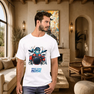 Lustige blaue Trommler-Charakter-Musik-Illustratio T-Shirt