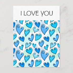 Lustige blaue Valentinstag-Herzen Postkarte